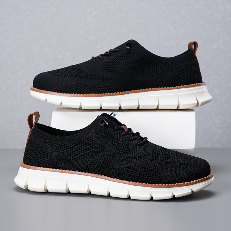 2026 New Men's Breathable Knit - Knit Fabric Lace Up Sneakers review and price