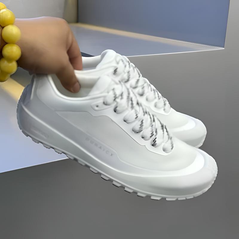 Solid Tone Anti Slip Men Low T - Knit Fabric Lace Up Sneakers review and price