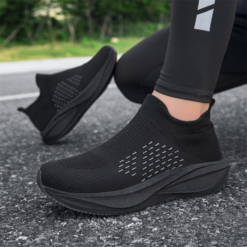 Unisex Slip on Sock Running Sh - Knit Fabric Lace Up Sneakers review and price